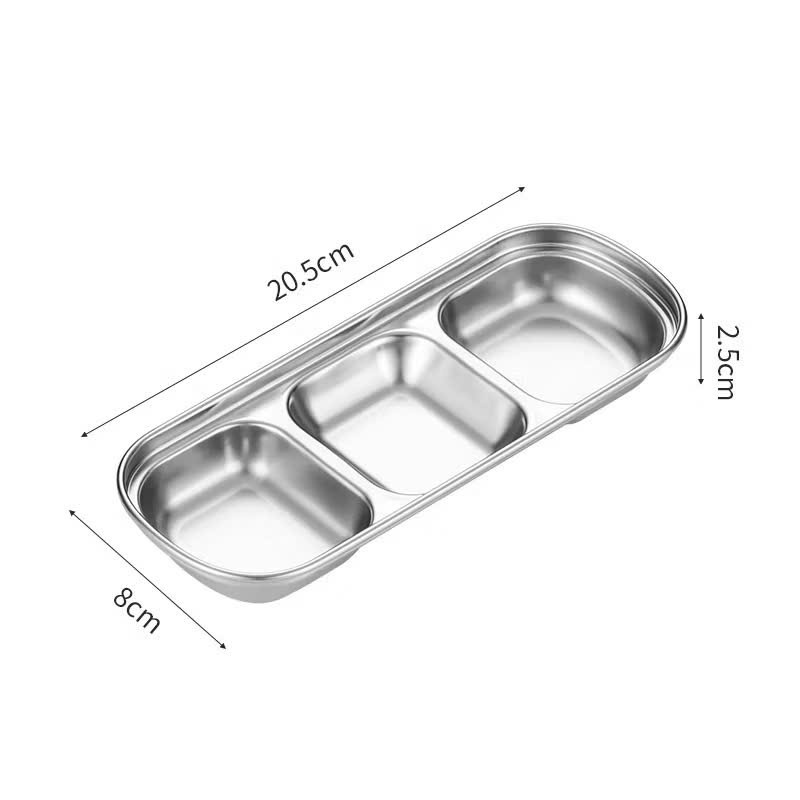 Khay đựng nước chấm inox 304 cao cấp, khay đựng gia vị 3 ngăn 4 ngăn siêu bền kháng khuẩn không gây ẩm mốc