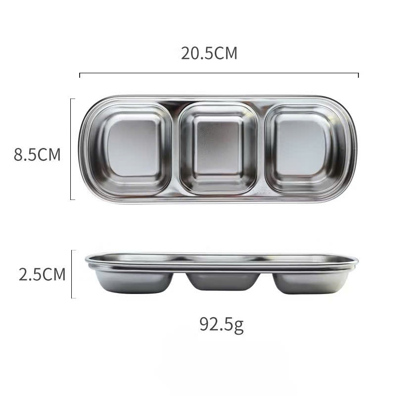 Khay đựng nước chấm inox 304 cao cấp, khay đựng gia vị 3 ngăn 4 ngăn siêu bền kháng khuẩn không gây ẩm mốc