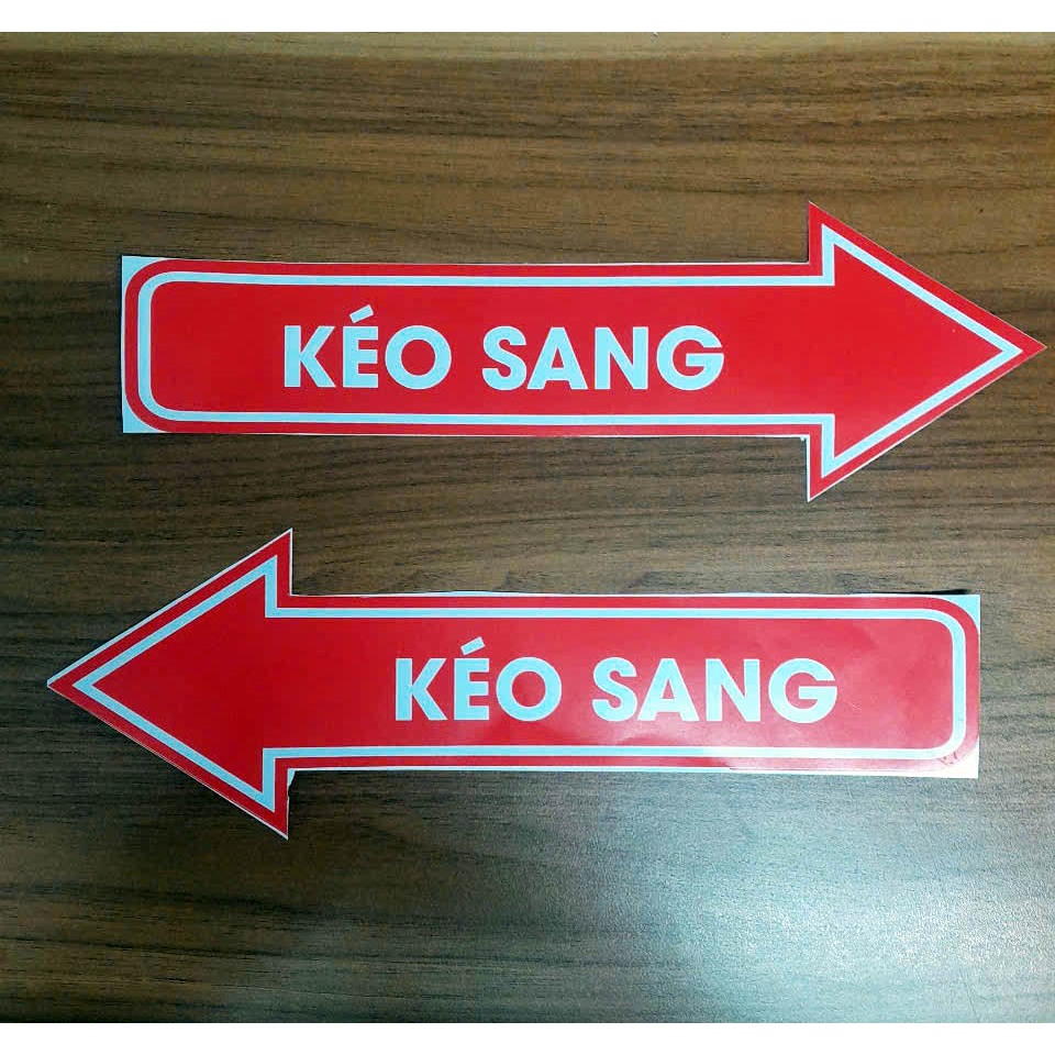 Combo 3 Decal dán cửa kính Kéo Ngang BEDO - Bộ sticker mũi tên chỉ dẫn sang trái/phải cao cấp chống bay màu cho cửa hàng