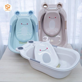 Chậu tắm ếch cho bé có van thoát nước tiện lợi, kích thước 85*50*32cm Cam Homeware