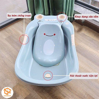 Chậu tắm ếch cho bé có van thoát nước tiện lợi, kích thước 85*50*32cm Cam Homeware