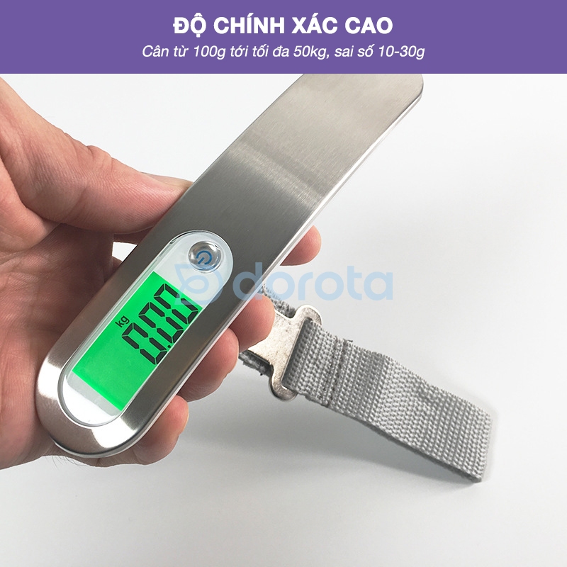 Ảnh Cân điện tử mini cầm tay DOROTA cân nặng hỗ trợ tối đa tới 50kg cân vali du lịch, hàng hoá CCT 3