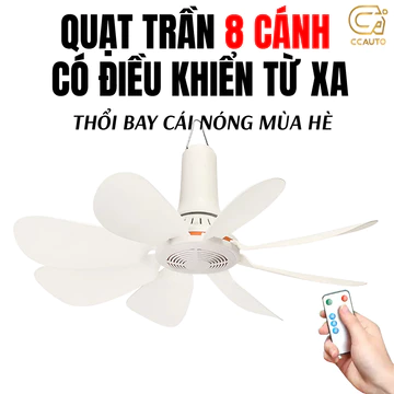 [8 CÁNH QUẠT] Quạt Trần Mini Có Remode Từ Xa Siêu Mát Thổi Gió Mạnh Độ Ồn Thấp, Tiết Kiệm Điện, Quạt Trần, Quạt Mùng