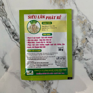 30g Phân bón lá Siêu lân 60+ Kích rễ cực mạnh, bật chồi, đẻ nhánh, nở bụi, xanh lá, dày lá, tạo mầm hoa