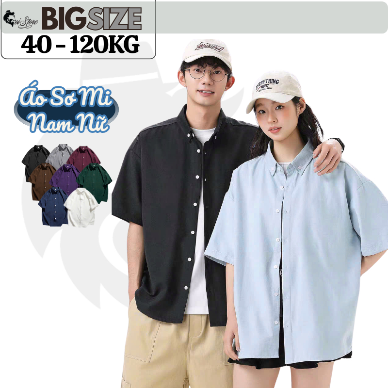 40-110KG Áo sơ mi nam nữ thời trang Bigsize unisex ullzzang trẻ trung