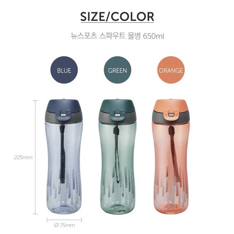 Bình Đựng Nước Nhựa Tritan LocknLock New Sport Spout ABF639 Dung Tích 650ml, Kèm Quai Xách - K-MALL