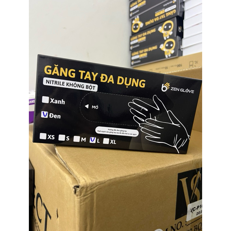 Găng Tay Zen Glove Đen Trắng Không Bột – Găng Tay Cao Su Y Tế Dùng Trong Phun Xăm, Thẩm Mỹ, Spa