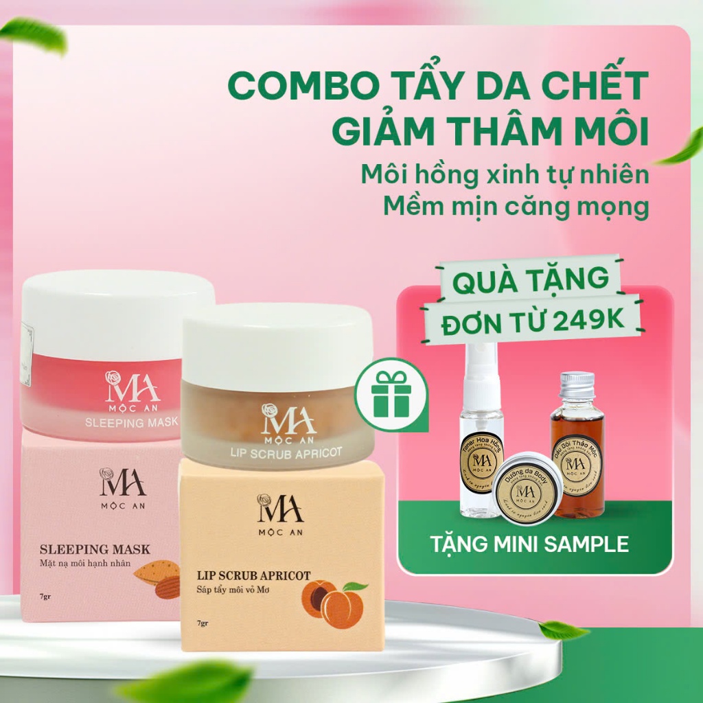 Ảnh Combo Giảm Thâm Môi Tẩy Da Chết Dưỡng Hồng Môi Mộc An Với 2 Bước Nhanh Chóng 1