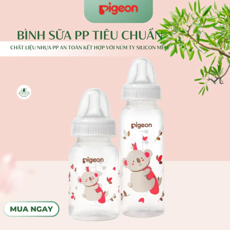 Bình sữa Pigeon PP Tiêu chuẩn Họa Tiết 120ml/240ml
