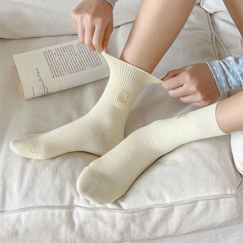 Sét 10 đôi tất gân tăm cổ cao miu sắc màu