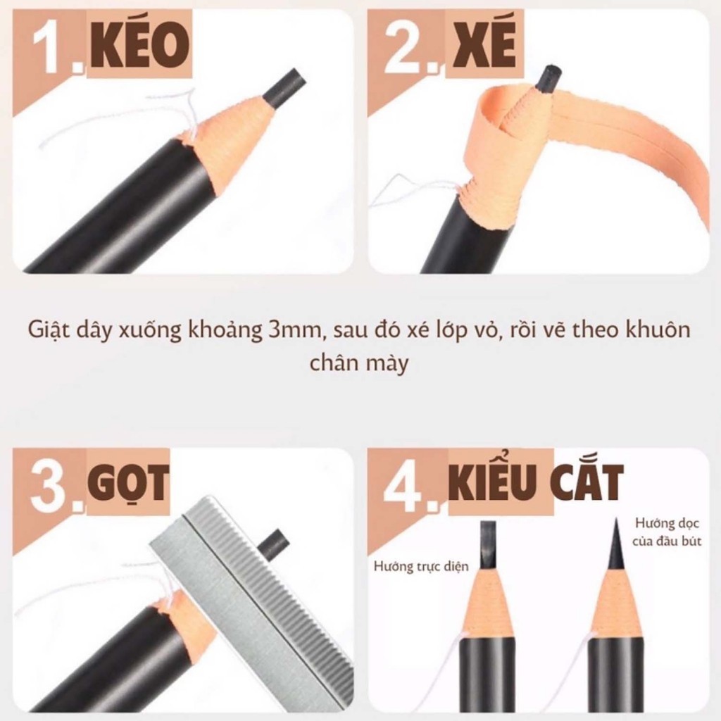 Bút chì chui đầu siêu mịn, chống thấm nước và chống mồ hôi, không phai màu, chì cứng, màu nâu xám, chì xé phảy, chì Wood