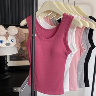 A04 Áo ba lỗ nữ màu trơn đơn giản mùa hè có đệm chất liệu cotton từ Phương Linh Underwear