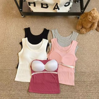 A04 Áo ba lỗ nữ màu trơn đơn giản mùa hè có đệm chất liệu cotton từ Phương Linh Underwear