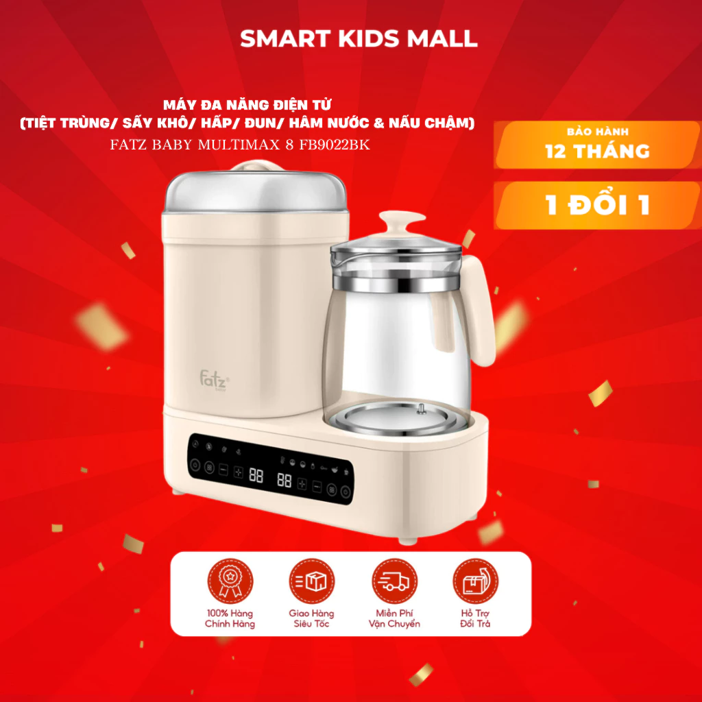 Máy tiệt trùng sấy khô hâm sữa và đun nước đa năng Fatzbaby Multimax 8 FB9022BK - MULTI KING2 FB9600RS - Mu
