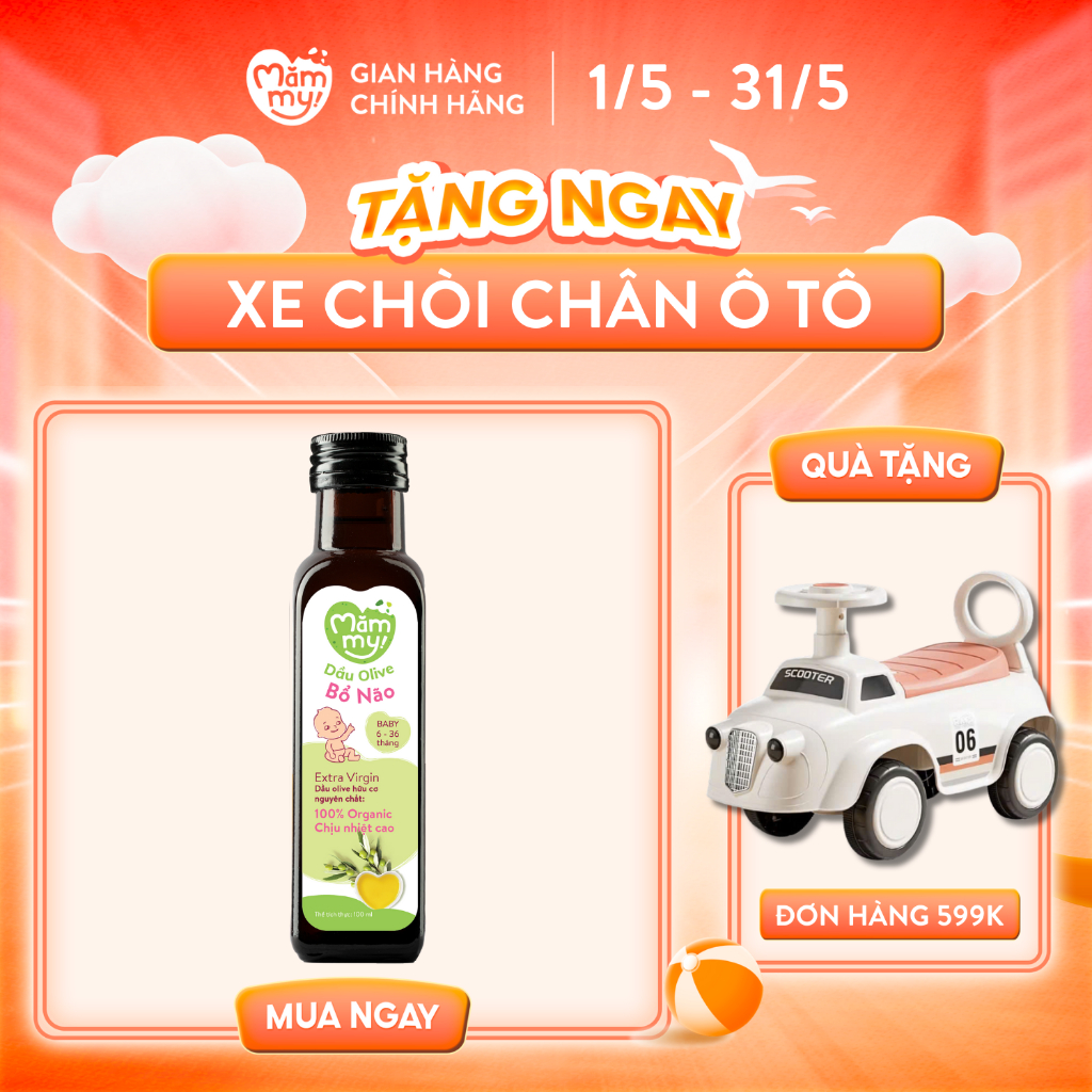 Ảnh Dầu Olive bổ não Mămmy cho trẻ ăn dặm, hữu cơ nguyên chất chai 100ml 1