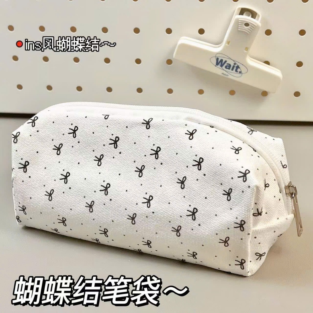 Hộp bút ANMILY-VINTAGE in hình chấm bi đen được làm từ vải mềm màu dễ thương, túi đựng bút cho học sinh-[HB-BI ĐEN.1] | BigBuy360 - bigbuy360.vn