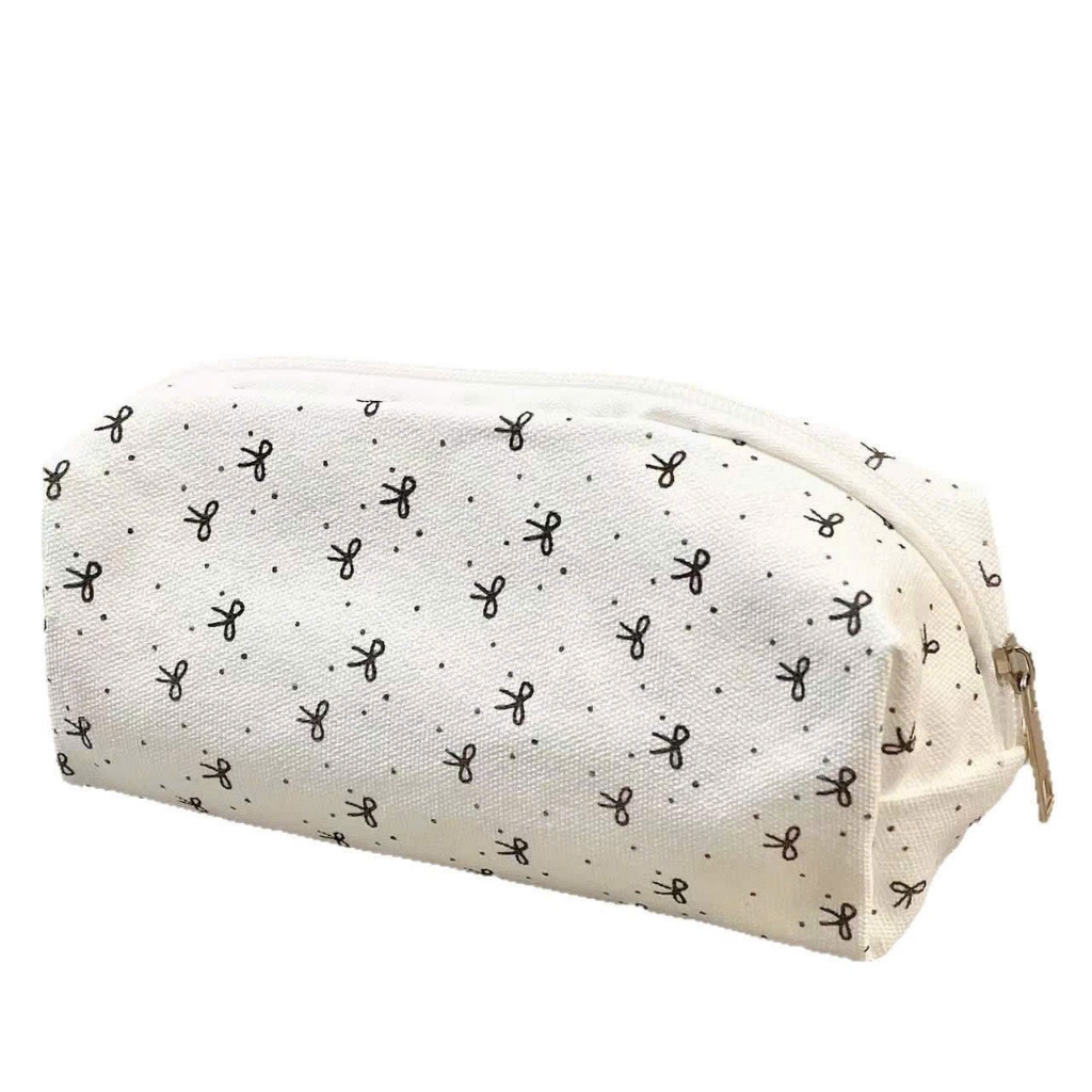 Hộp bút ANMILY-VINTAGE in hình chấm bi đen được làm từ vải mềm màu dễ thương, túi đựng bút cho học sinh-[HB-BI ĐEN.1] | BigBuy360 - bigbuy360.vn