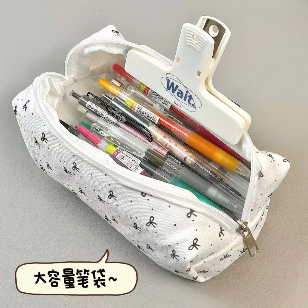 Hộp bút ANMILY-VINTAGE in hình chấm bi đen được làm từ vải mềm màu dễ thương, túi đựng bút cho học sinh-[HB-BI ĐEN.1] | BigBuy360 - bigbuy360.vn