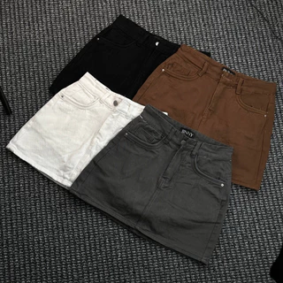 Chân Váy Jean Ngắn Vải Cotton Dày Dặn Mềm Mát Viền Túi Nổi Có Lót Quần CV84