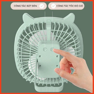 Quạt Tích Điện Mini Để Bàn, Treo Tường Tai Mèo - Có 3 Chế Độ Kèm Sạc Usb Đa Năng Tích Hợp Đèn Ngủ - Kho Sỉ Alulu