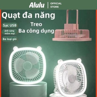 Quạt Tích Điện Mini Để Bàn, Treo Tường Tai Mèo - Có 3 Chế Độ Kèm Sạc Usb Đa Năng Tích Hợp Đèn Ngủ - Kho Sỉ Alulu