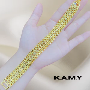 Vòng Tay Bản Rộng Mạ Vàng 18K Thiết Kế Đặc Biệt - Phụ Kiện Thời Trang Cao Cấp Nam Nữ