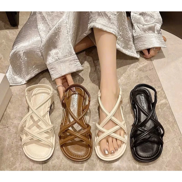 Phom dép như video Dép Sandal nữ quai chéo dế cao 2cm đi êm chân thơi trang phong cách Hàn Quốc.sandan quai hậu dây mảnh – 3