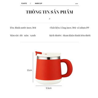 Cốc giữ nhiệt lõi inox 304 ,ly giữ nhiệt cafe dung tích 420ml có nắp đây, ly pha trà có lõi lọc trà