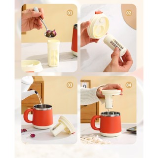 Cốc giữ nhiệt lõi inox 304 ,ly giữ nhiệt cafe dung tích 420ml có nắp đây, ly pha trà có lõi lọc trà