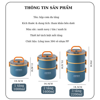 Hộp đựng cơm inox giữ nhiệt 2 tầng và 3 tầng .hộp cơm, cà mên văn phòng cao cấp có kèm muỗng