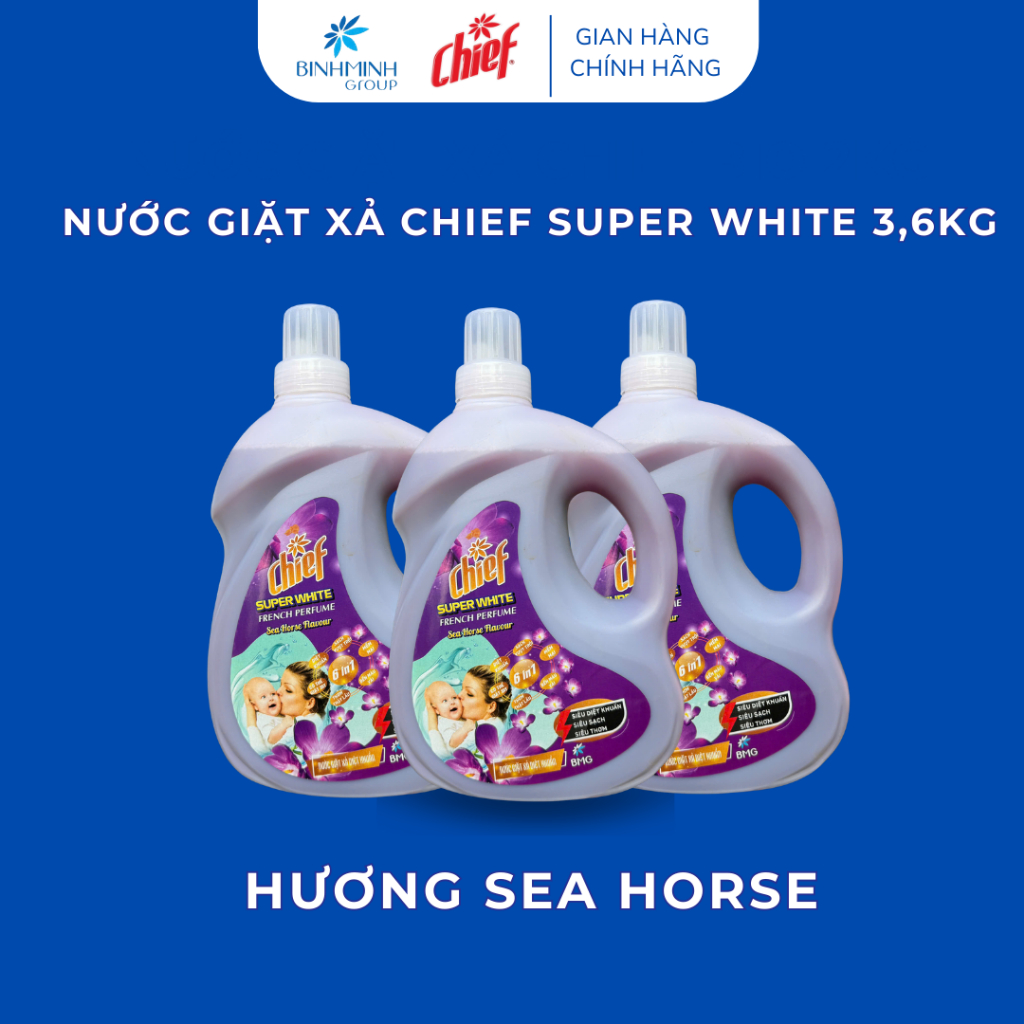 Nước Giặt Xả Chief Super White 3,6kg Siêu Thơm Siêu Sạch - Hàng Việt Nam Chất Lượng Cao