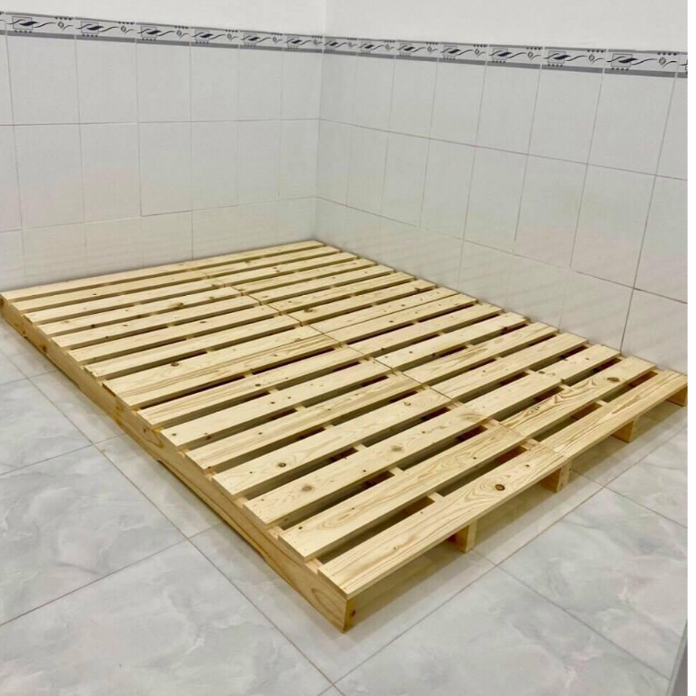 Ảnh Giường gỗ thông pallet Behomes, chống ẩm mốc mối mọt, mặt nhẵn mịn 1