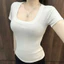 Áo thun cộc tay cổ vuông chất liệu tăm lạnh ôm body, dáng áo babytee tôn dáng phong cách hàn quốc