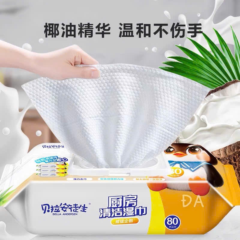 Giấy Ướt Lau Bếp Chim Cánh Cụt Dầu Dừa Siêu Sạch