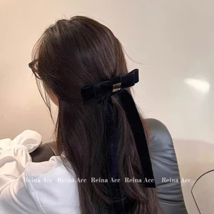 Kẹp tóc nhung nơ tầng dài MM