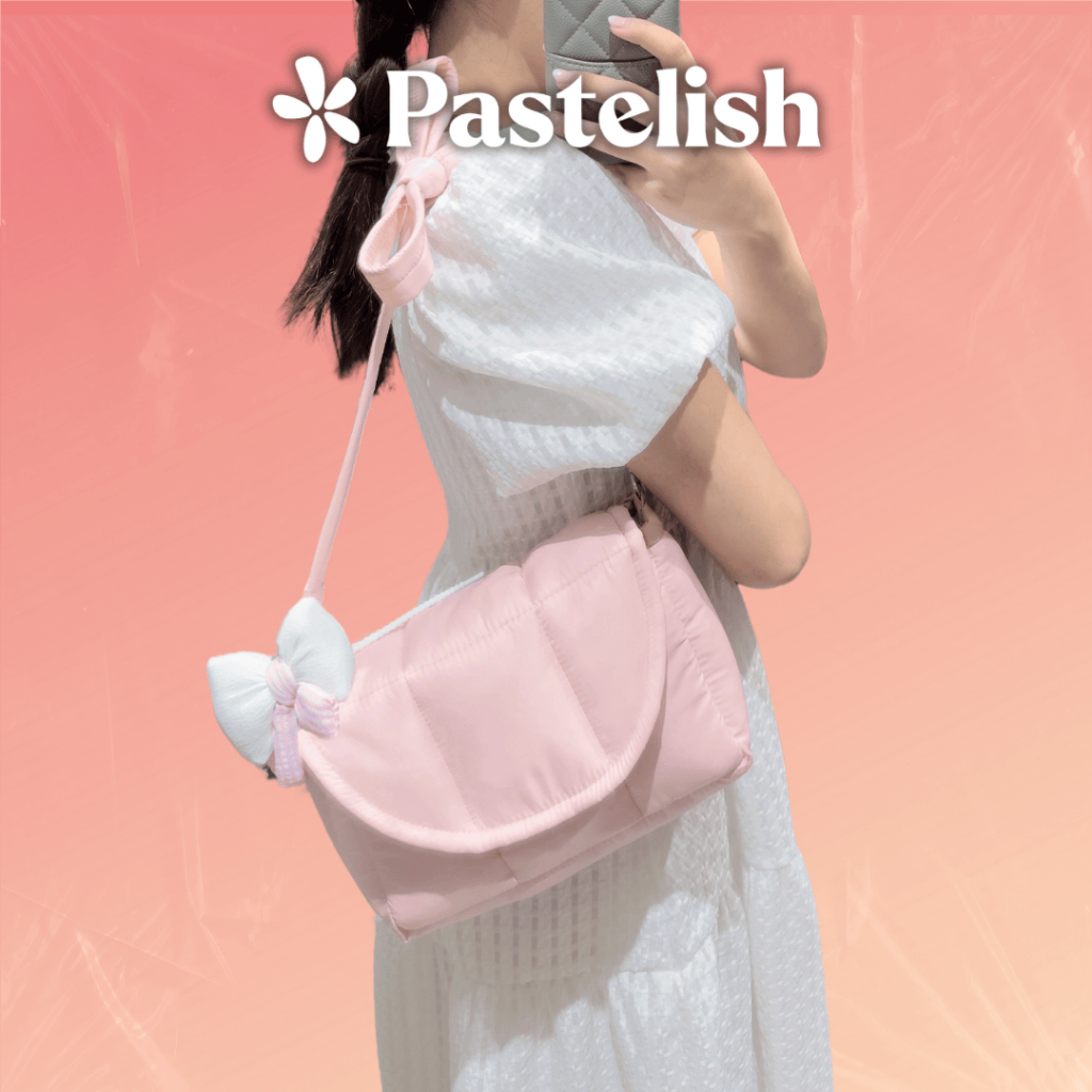 Túi phao bông (không kèm charm nơ) Pastelish, chất liệu vải dù màu pastel bag