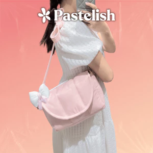 Túi phao bông (không kèm charm nơ) Pastelish, chất liệu vải dù màu pastel bag