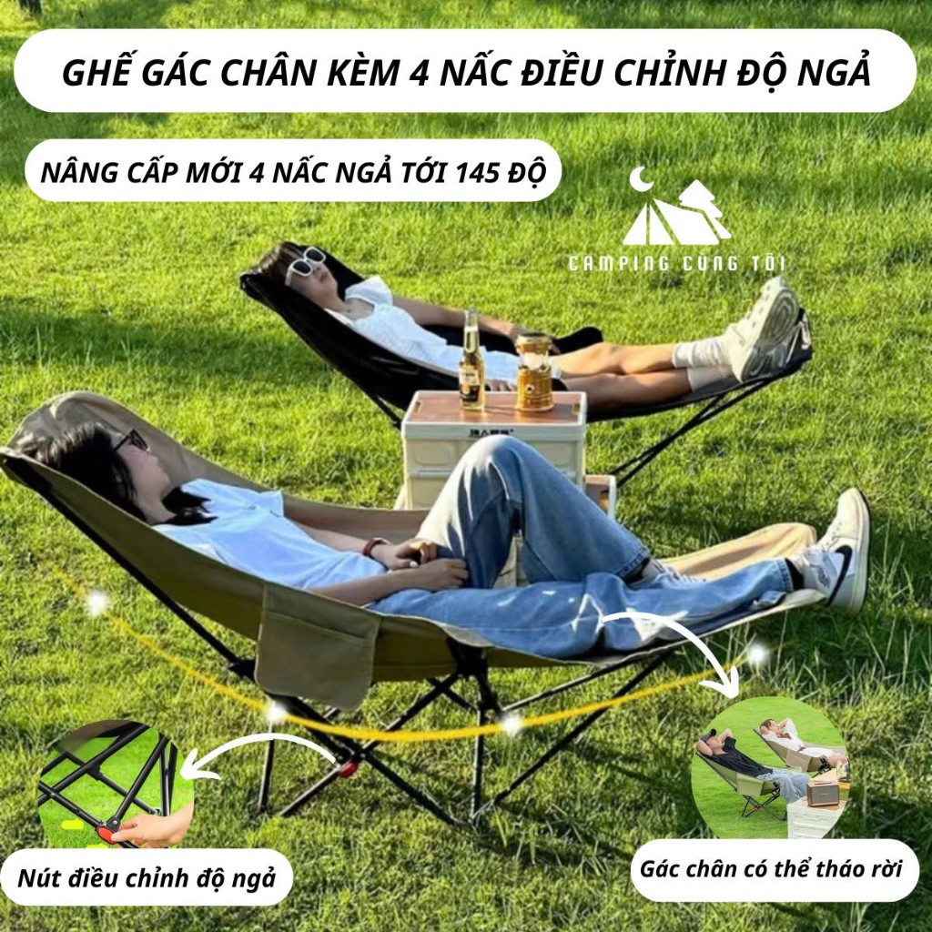 Ghế Camping Chỉnh Độ Ngả Lưng 4 Nấc Gác Chân - Review Chi Tiết 2024