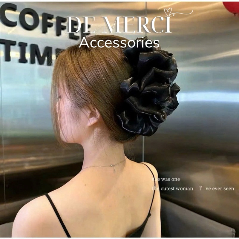 Kẹp tóc De Merci Accessoris nơ phồng bồng bềnh lớn, kẹp nơ 2 màu phong cách tiểu thư Hàn Quốc sang trọng