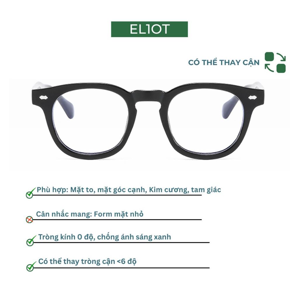 Gọng kính cận tròn thời trang ELIOT Eyewear kiểu dáng Unisex có thể thay tròng cận 3505