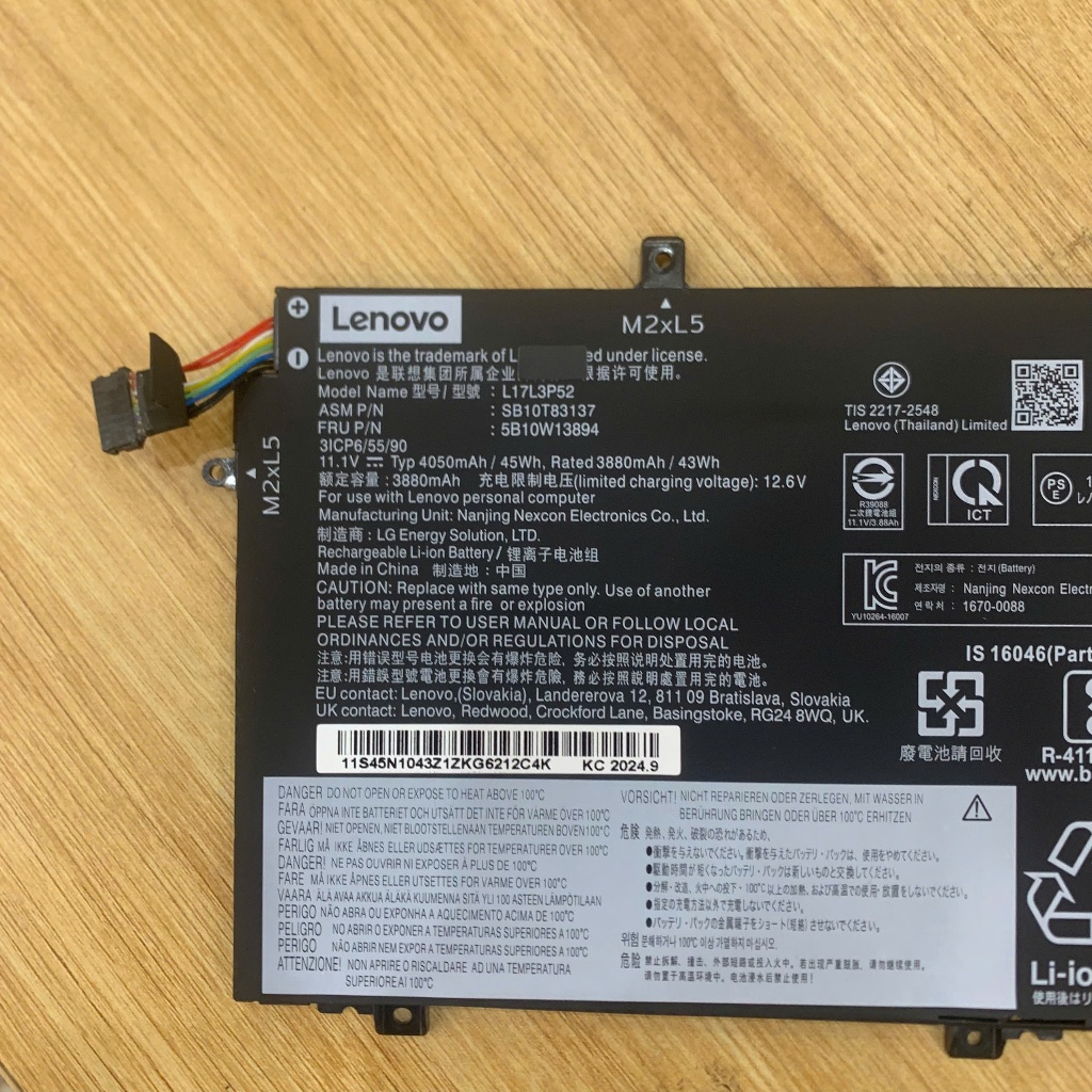 Pin laptop Lenovo ThinkPad L480 L580 New 100%