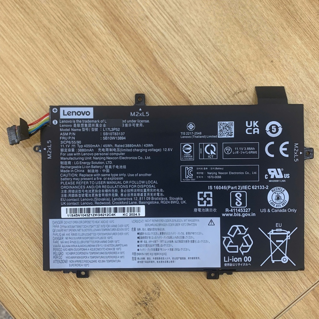 Pin laptop Lenovo ThinkPad L480 L580 New 100%