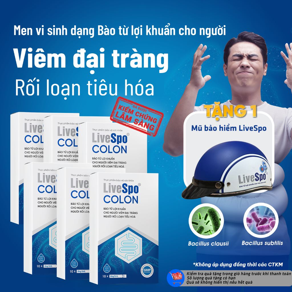 Ảnh Combo 6 Hộp Bào tử lợi khuẩn LiveSpo Colon dùng cho Viêm Đại Tràng, Tiêu chảy, Táo bón(10 ống) 1