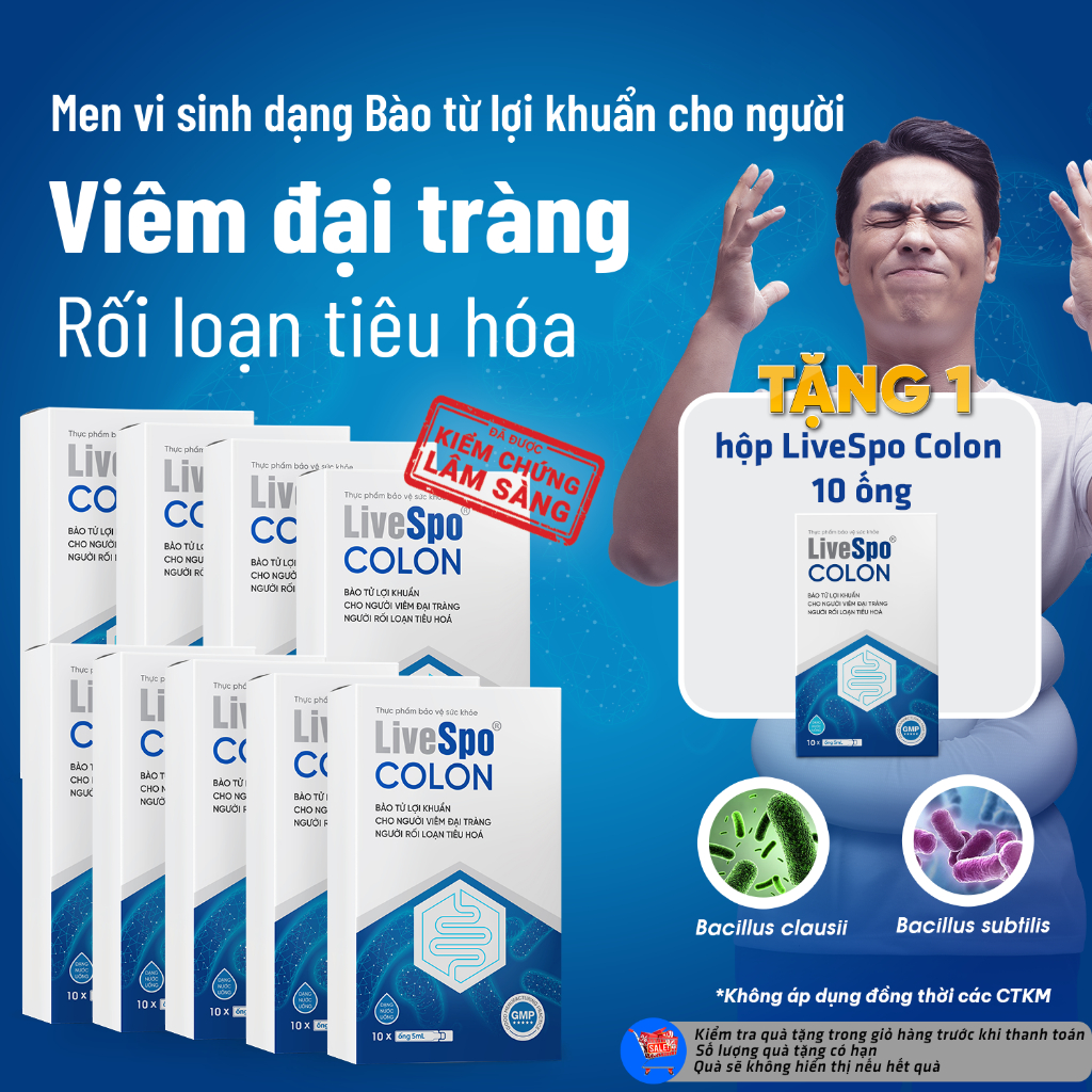 Ảnh Combo 9 Hộp Bào tử lợi khuẩn LiveSpo Colon dùng cho Viêm Đại Tràng, Tiêu chảy, Táo bón(10 ống) 1