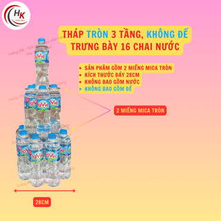 [CHỈ BÀY NƯỚC LỌC] Tháp Nước Mica 3 Tầng - Khay Mica Xếp Tháp Cúng Dường -  Tháp Đế Nước Lễ Cúng Đền, Chùa, Phật