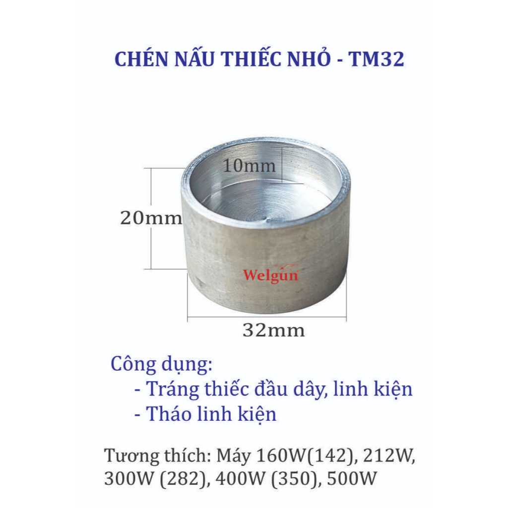 Chén Nấu Thiếc dùng cho máy hàn xung Welgun công suất từ 142W trở lên | Phụ Kiện Máy Hàn Xung Welgun