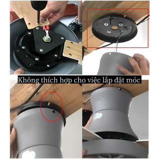 【COD】Quạt trần phòng khách cho trần thấp Quạt trần cánh gỗ phòng ngủ cổ thấp Có một điều khiển từ xa