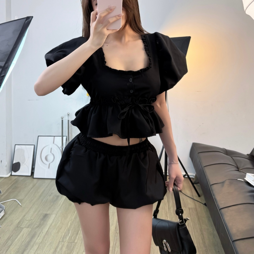 [CÓ TÁCH SET] Áo Babydoll form crop tay Bồng bềnh FFCLUB