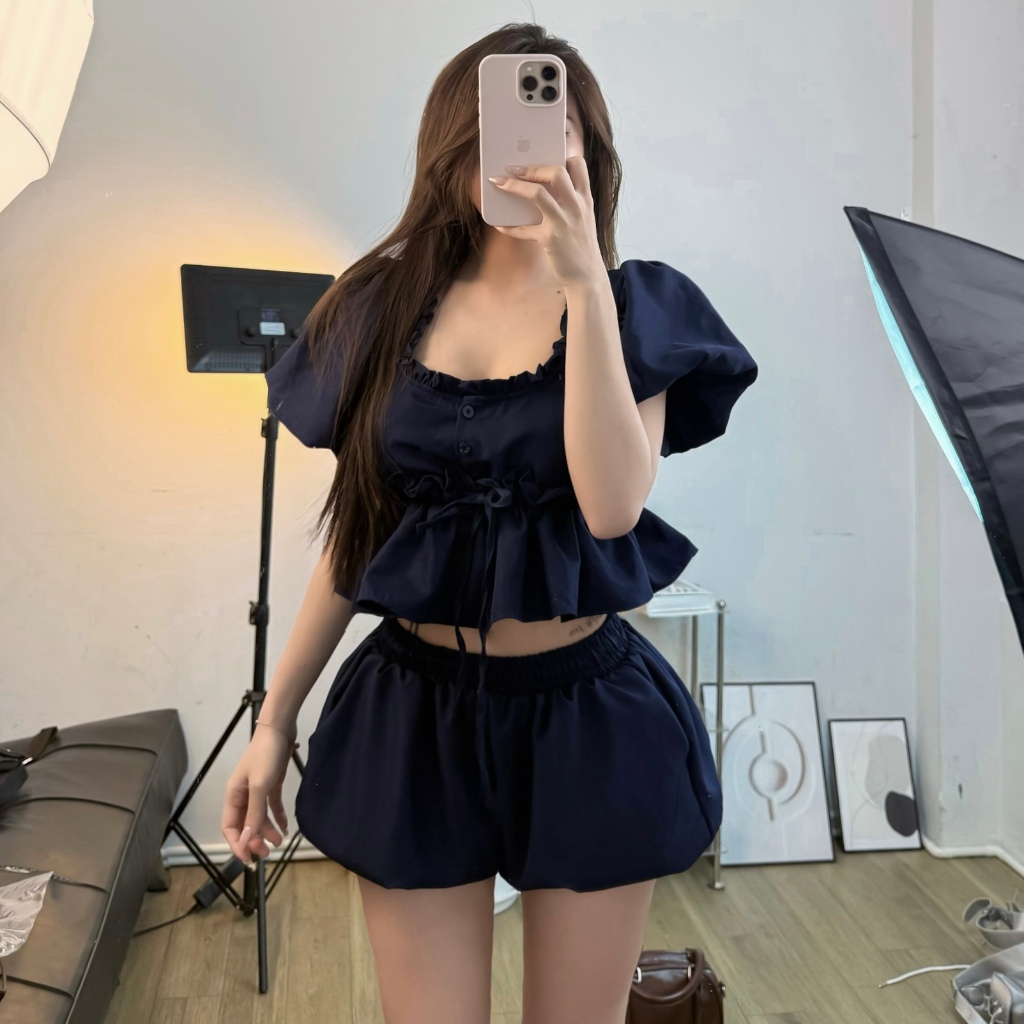 [CÓ TÁCH SET] Áo Babydoll form crop tay Bồng bềnh FFCLUB