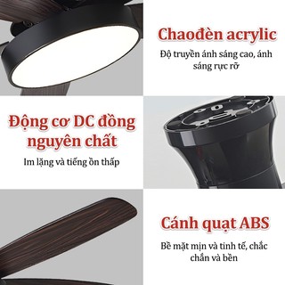 【COD】Quạt trần phòng khách cho trần thấp Quạt trần cánh gỗ phòng ngủ cổ thấp Có một điều khiển từ xa
